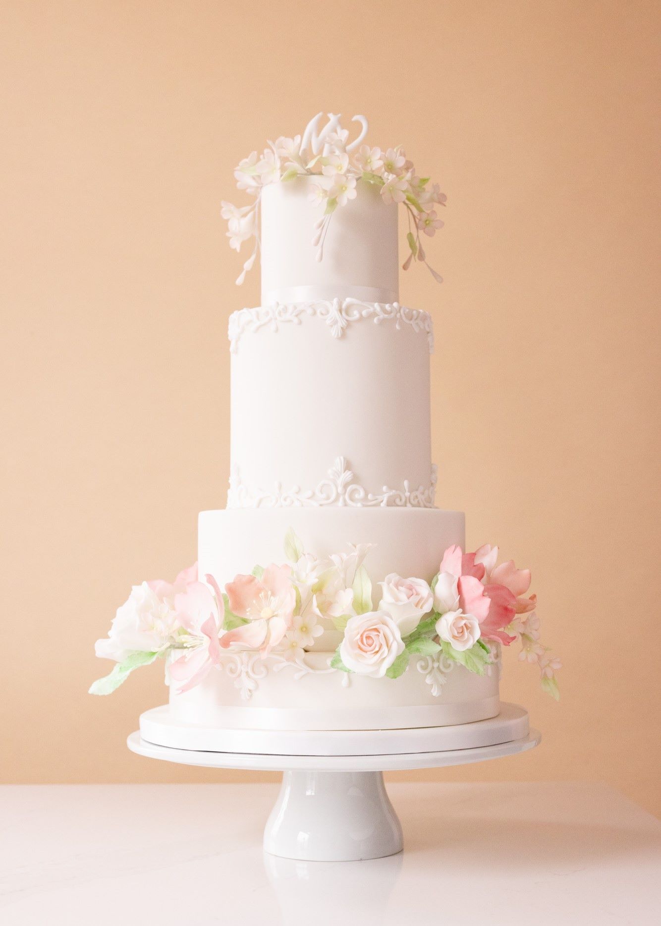 Pink wedding cakes with flowers 60 photos - Vianawedding.com